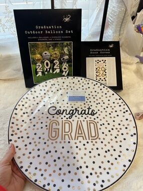 Graduation bundle outdoor balloon set, door cover, and 16” platters